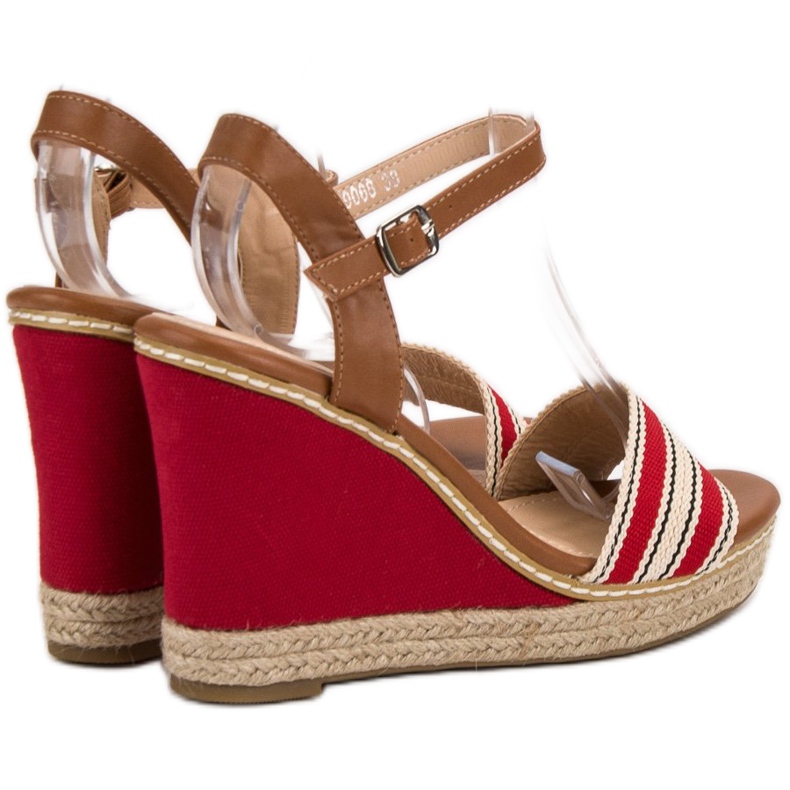 Primavera Sandali con zeppa casual rosso 1
