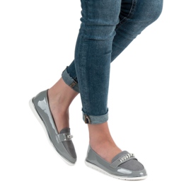 SHELOVET Mocassini laccati grigi grigio 2