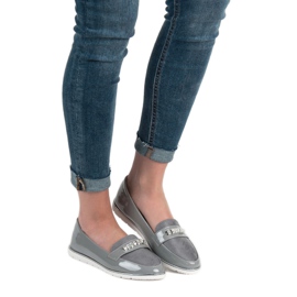 SHELOVET Mocassini laccati grigi grigio 1
