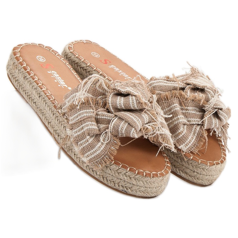 Seastar Pantofole a righe marrone 1