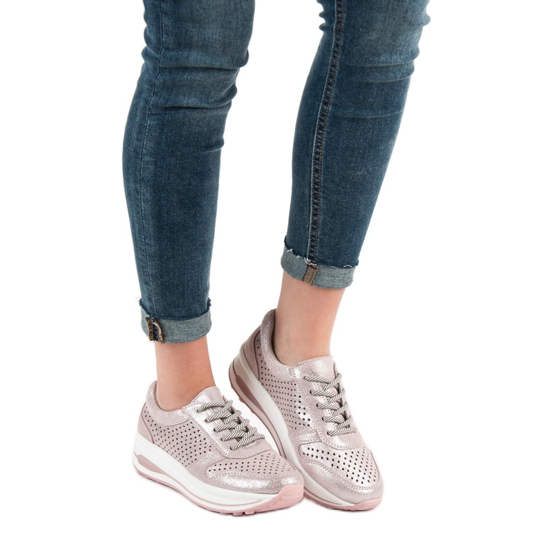 Filippo Scarpe in broccato di pelle rosa 2