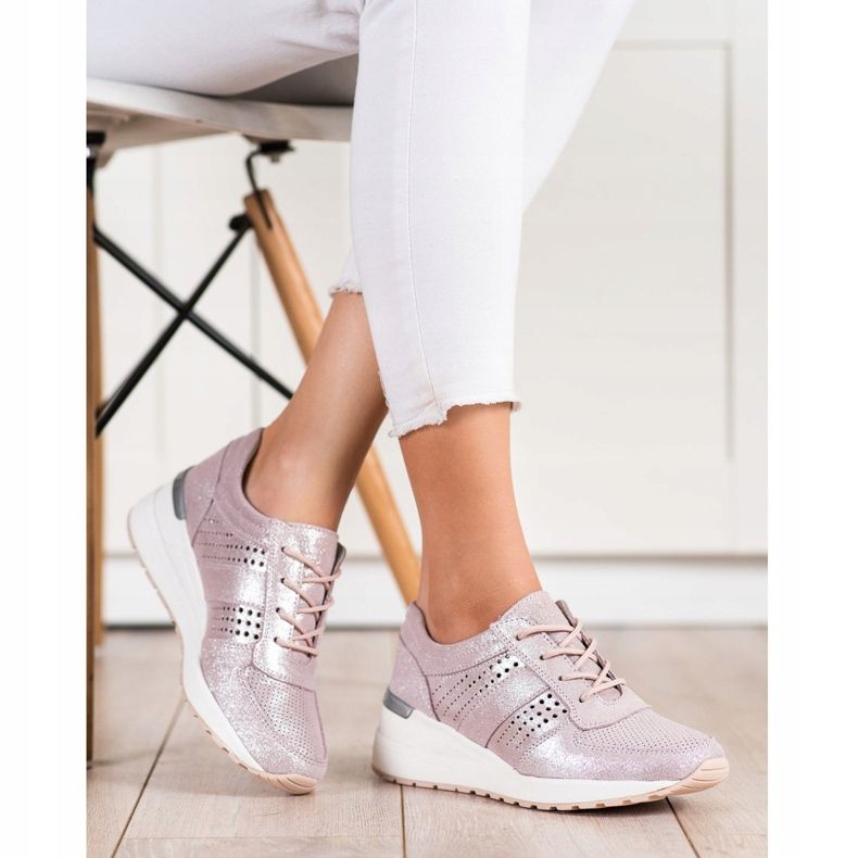 Filippo Sneakers con zeppa in pelle rosa 1