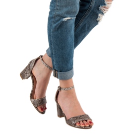 Sandali VICES con stampa serpente marrone 2