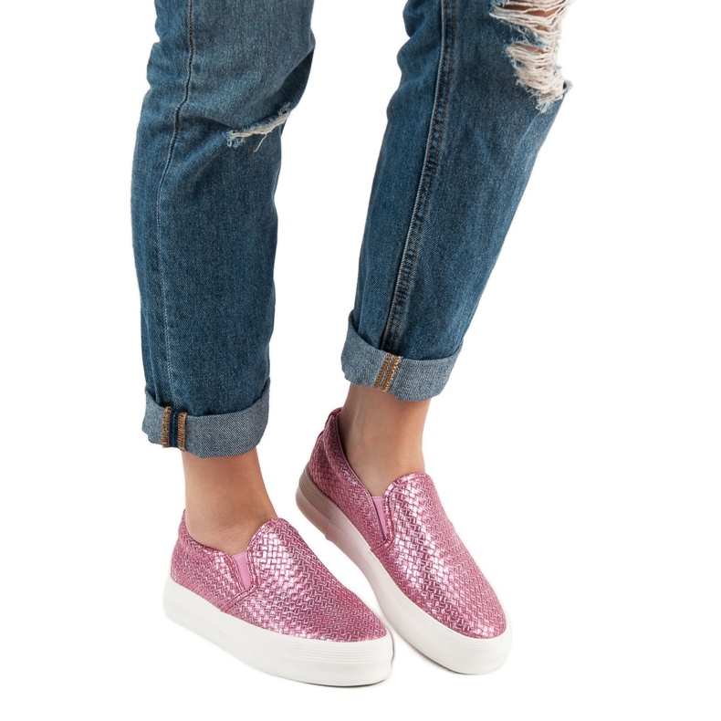 SHELOVET Scarpe da ginnastica rosa slip-on 2