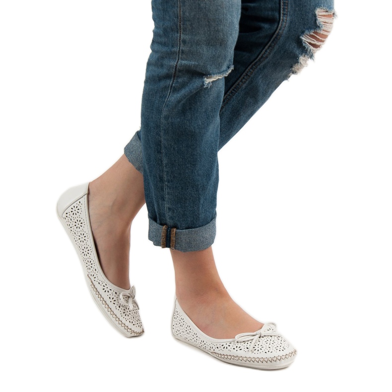 VICES ballerine traforate bianche bianco 1