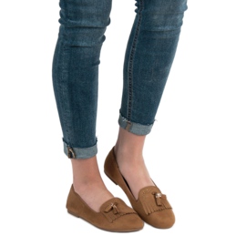 SHELOVET Mocassini con frange marrone 1