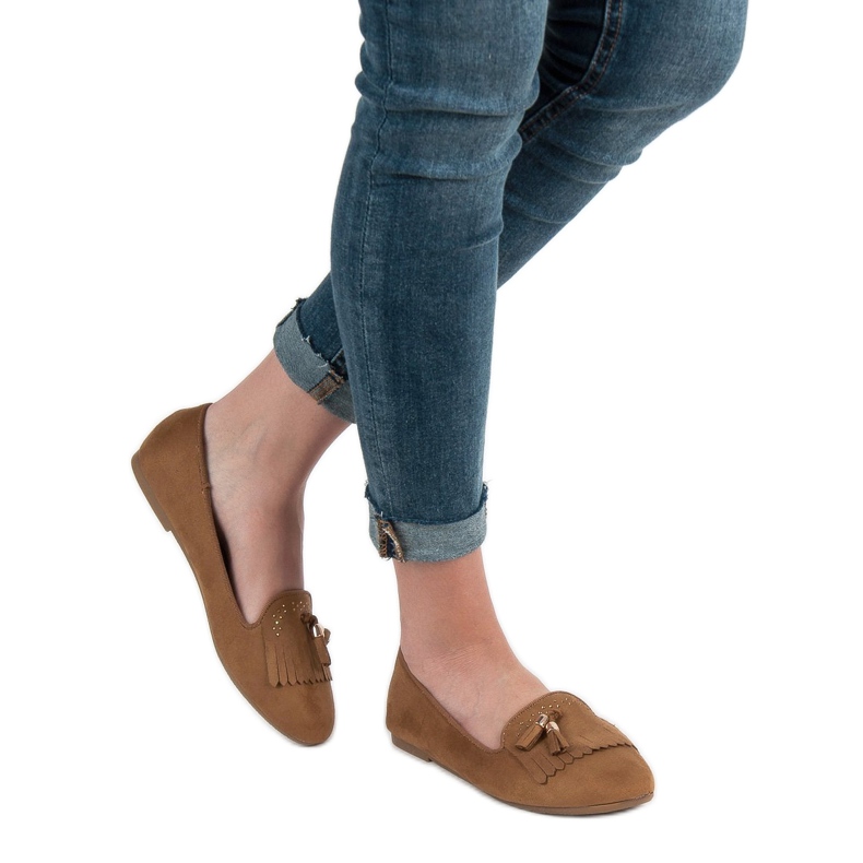 SHELOVET Mocassini con frange marrone 2