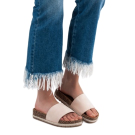 Bestelle Pantofole classiche in pelle scamosciata beige 1
