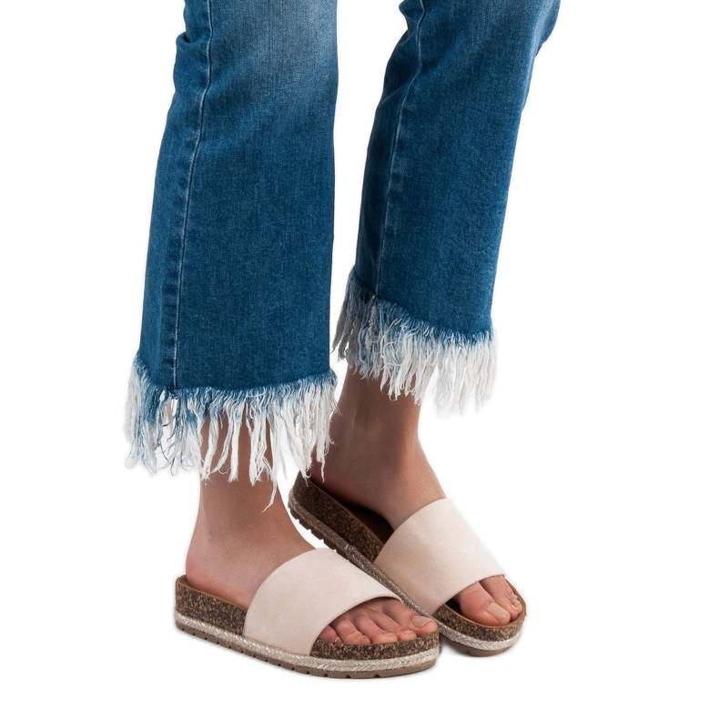 Bestelle Pantofole classiche in pelle scamosciata beige 1