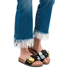 Cm Paris Pantofole Con Fiori nero 1