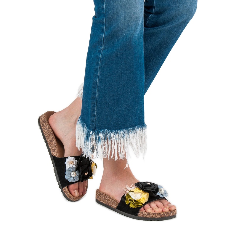 Cm Paris Pantofole Con Fiori nero 2