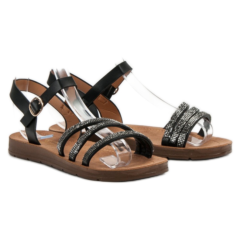 Camo Sandali Bassi Con Cubic Zirconia nero 1