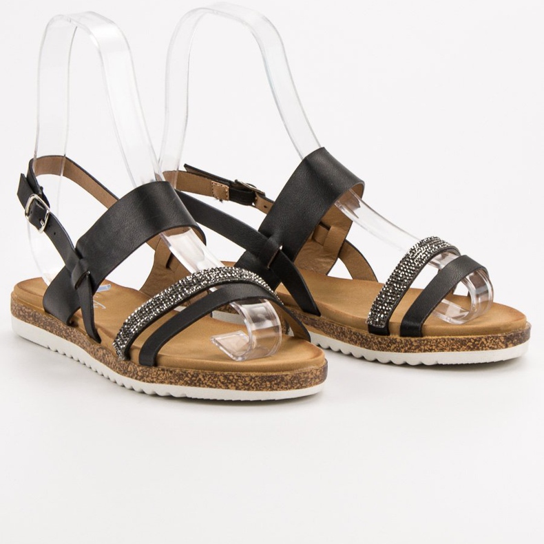 SHELOVET Sandali Con Cubic Zirconia nero 1