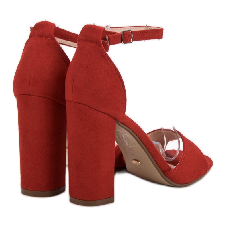 Ideal Shoes Comodi sandali con tacco alto rosso 1