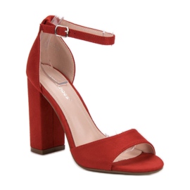 Ideal Shoes Comodi sandali con tacco alto rosso 3