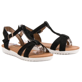 EXQUILY Sandali classici in pelle scamosciata nero 1