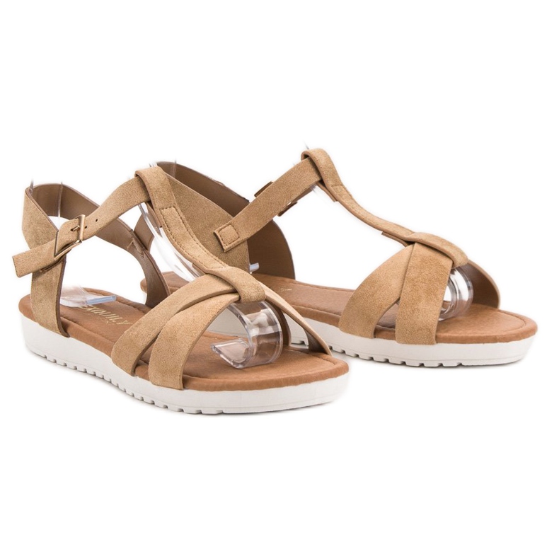 EXQUILY Sandali classici in pelle scamosciata marrone 1