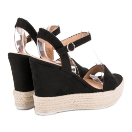 Ideal Shoes Sandali con zeppa alla moda nero 1