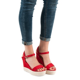 Ideal Shoes Sandali con zeppa alla moda rosso 2