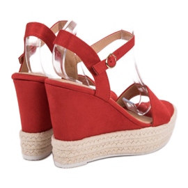 Ideal Shoes Sandali con zeppa alla moda rosso 1