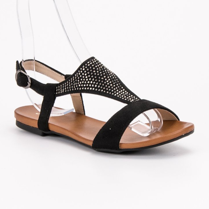 SHELOVET Sandali Con Cristalli nero 2