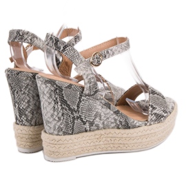 Ideal Shoes Sandali con zeppa alla moda grigio 1