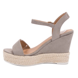 Ideal Shoes Sandali con zeppa alla moda grigio 1