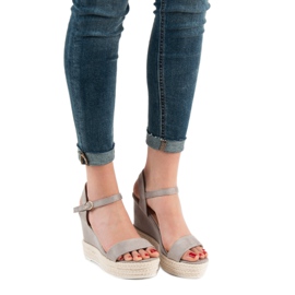 Ideal Shoes Sandali con zeppa alla moda grigio 2