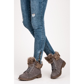 New Tlck Trapper in pelle scamosciata con pelliccia grigio 1