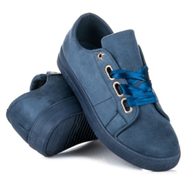 Ideal Shoes Sneakers in pelle scamosciata con nastro blu 1