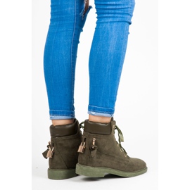 Ideal Shoes Lavoratori In Pelle Scamosciata Legati Con Un Nastro verde 2