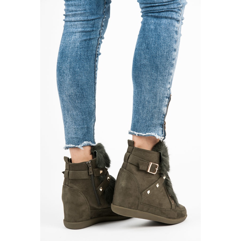 Kylie Sneakers Con Pelliccia verde 1