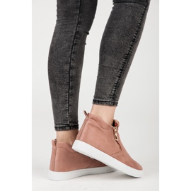 Sneakers slip-on in pelle scamosciata rosa 1
