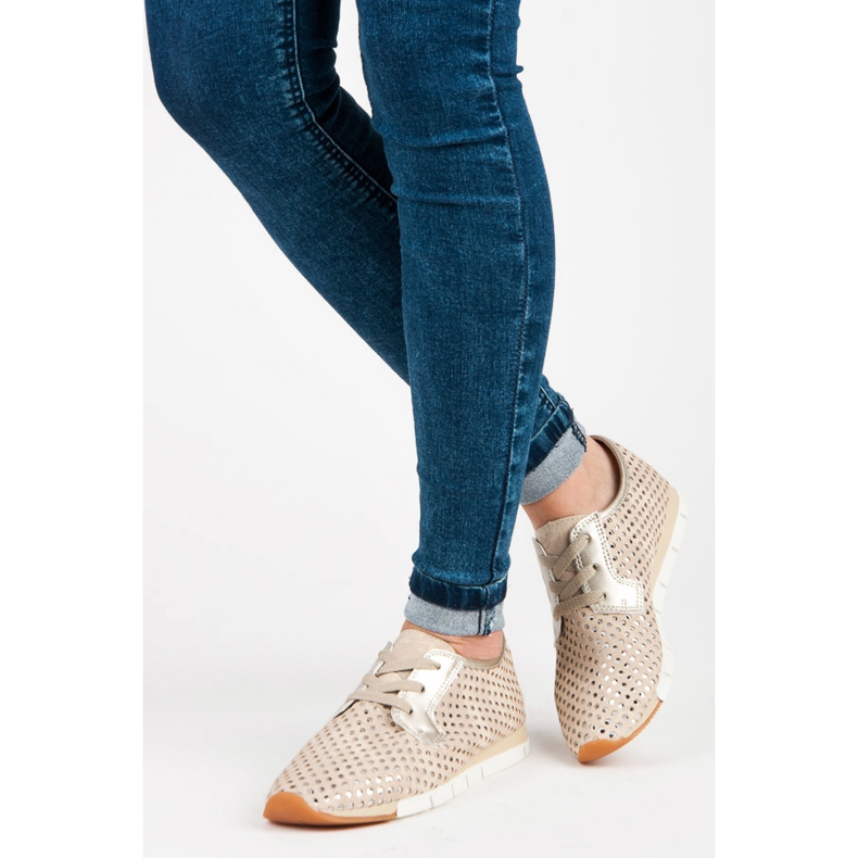 Kylie Sneakers alla moda legate giallo marrone 1