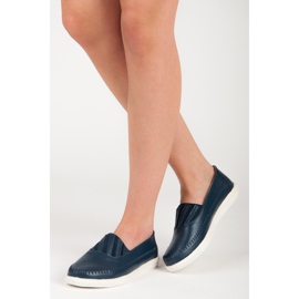 VINCEZA Mocassini Slip-On in Pelle blu 1