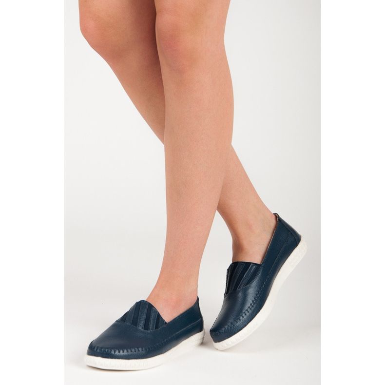 VINCEZA Mocassini Slip-On in Pelle blu 1