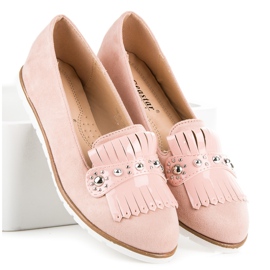 Seastar Mocassini in camoscio con frange rosa 1