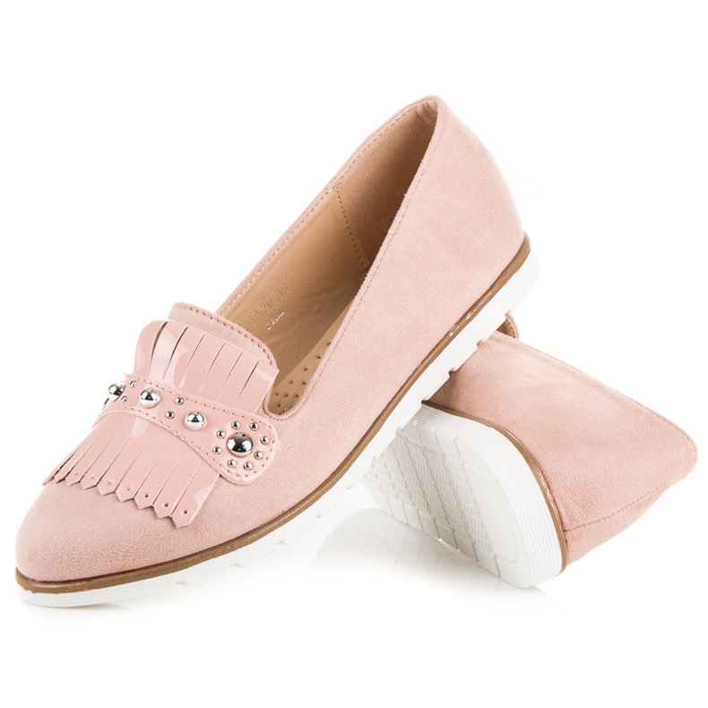 Seastar Mocassini in camoscio con frange rosa 2