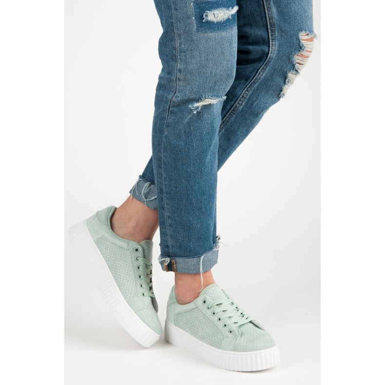 Seastar Sneakers in pelle scamosciata sulla piattaforma verde 2