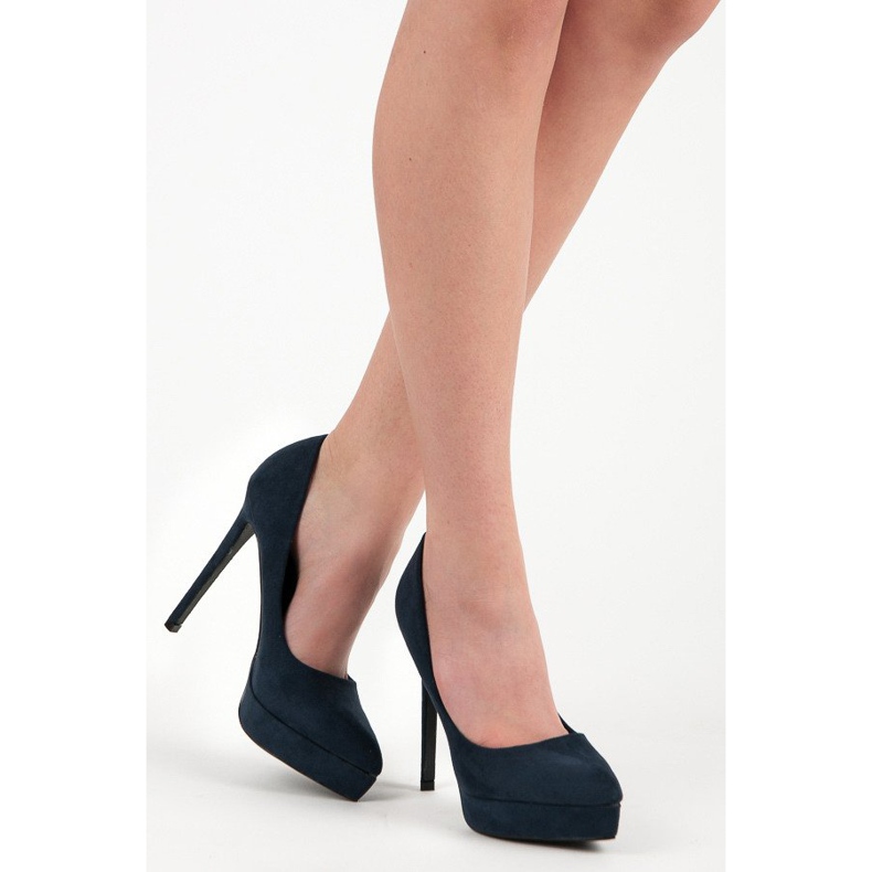 Bestelle Tacchi in pelle scamosciata sulla piattaforma blu 2