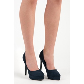 Bestelle Tacchi in pelle scamosciata sulla piattaforma blu 1