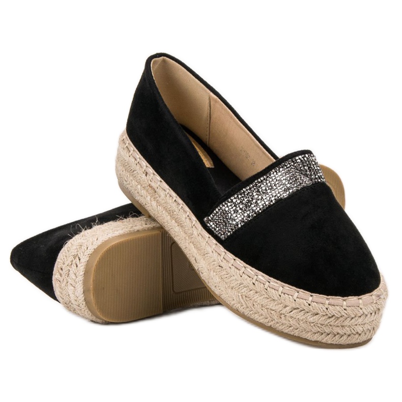 SHELOVET Espadrillas Con Cristalli nero 2