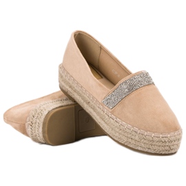 SHELOVET Espadrillas Con Cristalli marrone 2