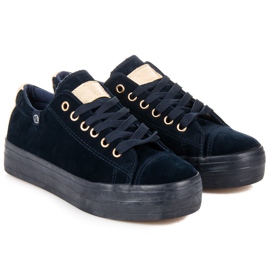 Tony Sneakers In Velluto Sulla Piattaforma blu 2