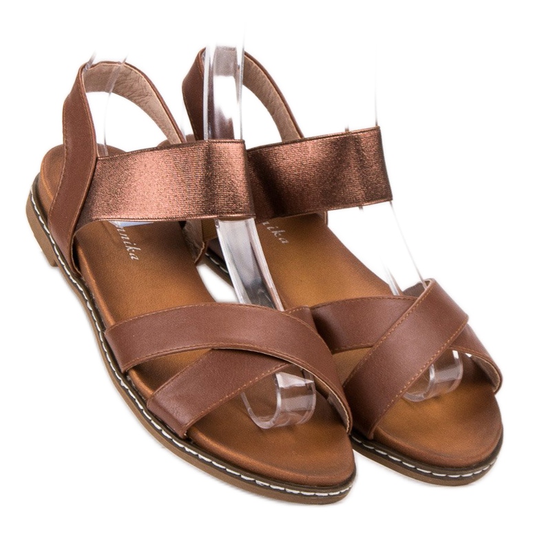 Mannika Sandali marroni con elastico marrone 1