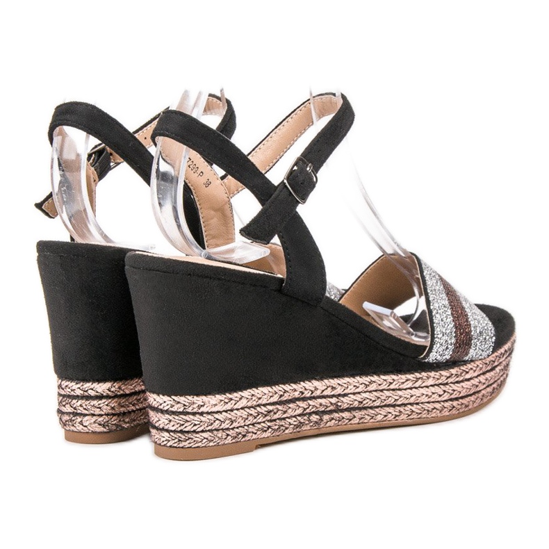 SDS Sandali con zeppa nero multicolore 1