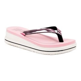 SHELOVET Infradito con zeppa rosa 1