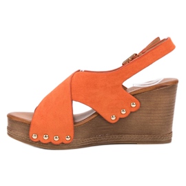 SHELOVET Sandali in pelle scamosciata arancia 1