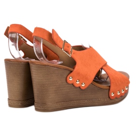 SHELOVET Sandali in pelle scamosciata arancia 2