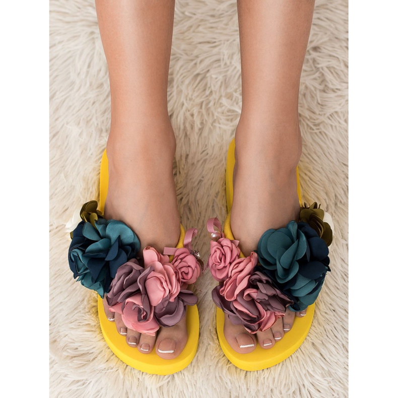 Fama Infradito con zeppa in schiuma giallo 2